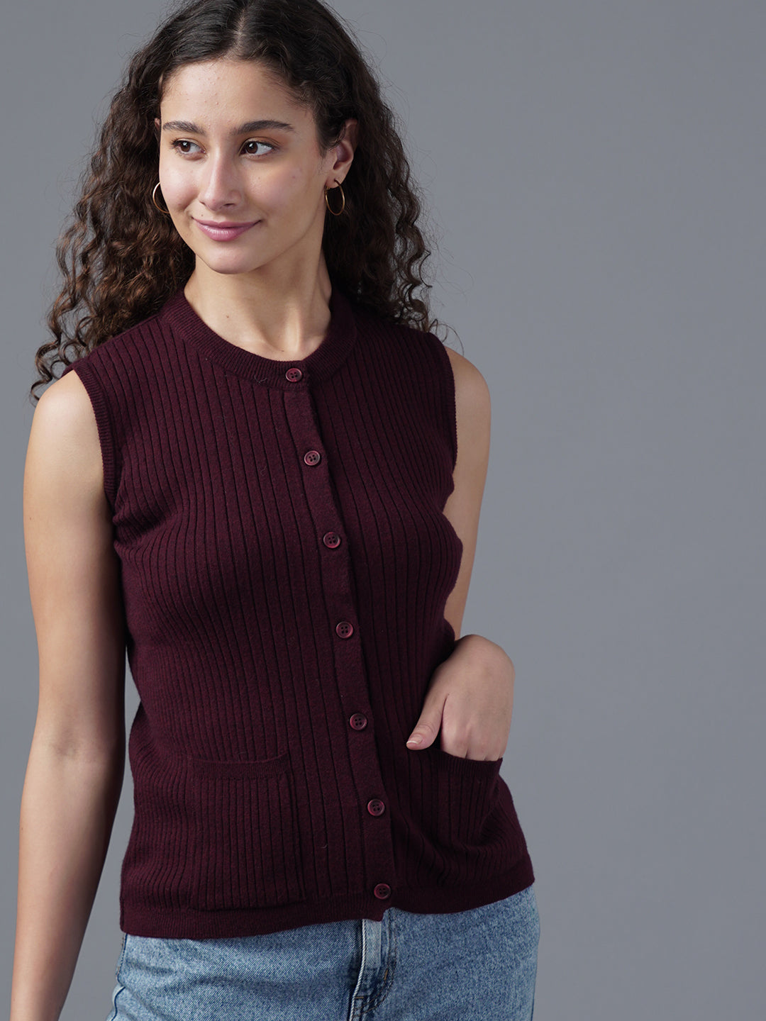 Virsa Ribbed Knit Vest cardigan