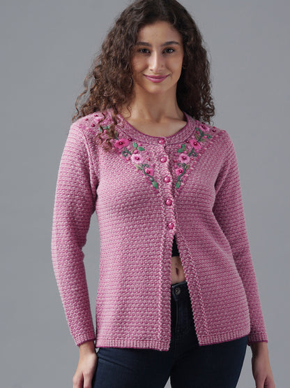 Virsa Floral Embroidered Yoke Cardigan