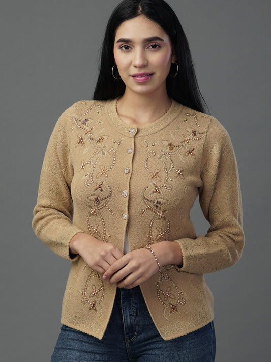 Sophisticated textured weave, V-Neck Cardigan