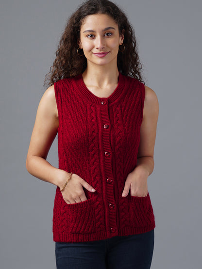 Virsa Cable Knit Sleeveless Cardigan