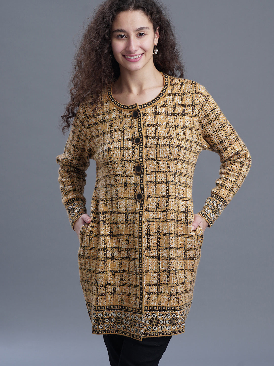 Emerald Echo Jacquard CARDIGAN