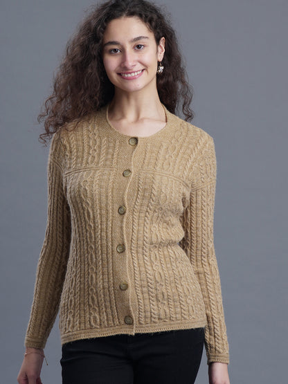  FrostFern Round-Neck Cardigan