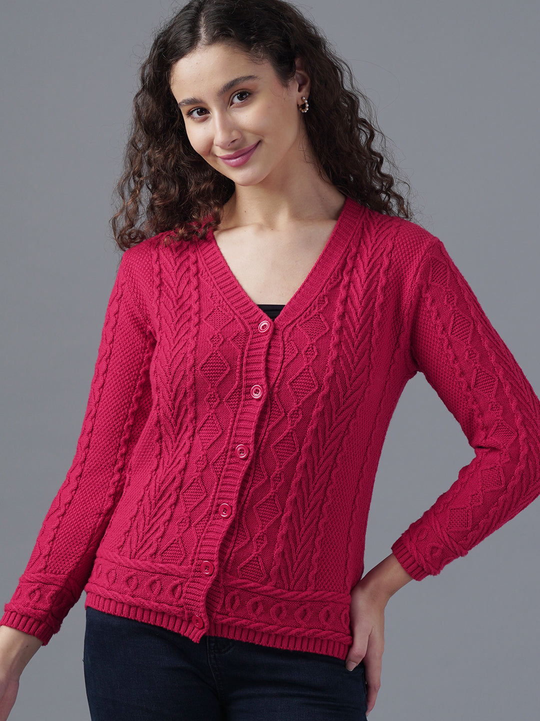Virsa Intricate Cable Knit Cardigan