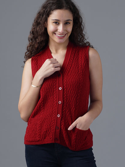 Virsa Textured Knit Sleeveless Vest Cardigan