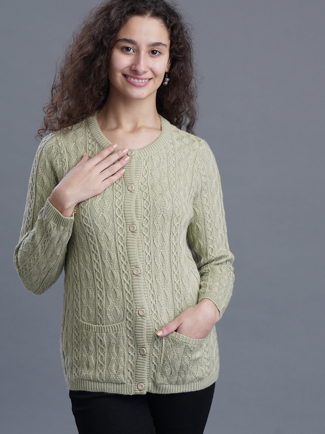  Misty Loop Round-Neck Cardigan