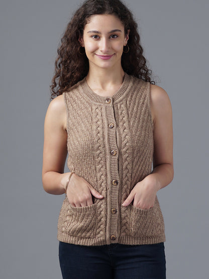 Virsa Cable Knit Sleeveless Cardigan