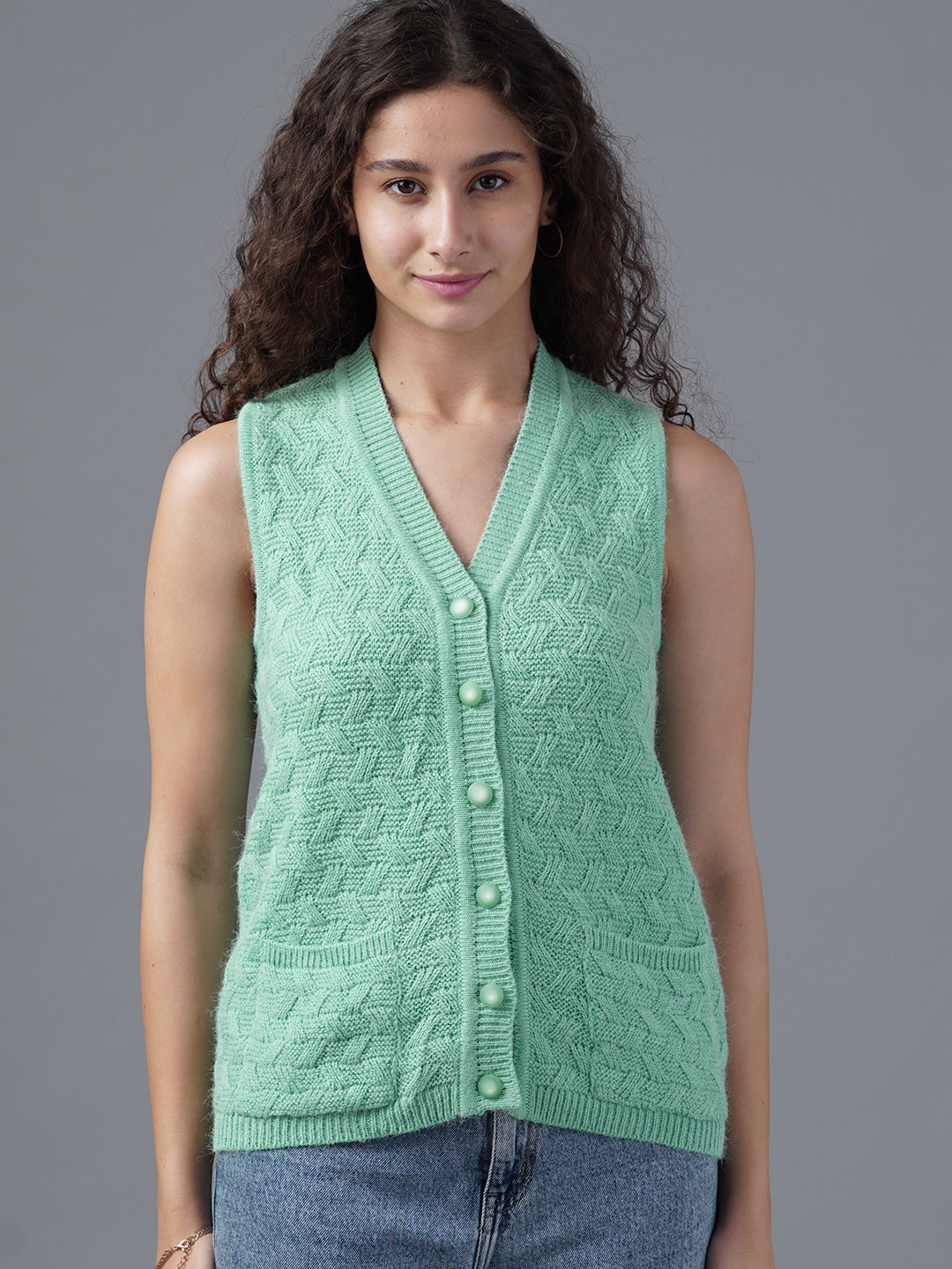 Virsa Heritage Chevron Knit Vest Cardigan