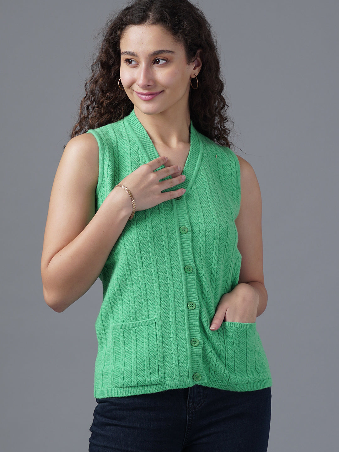 Virsa Shawl Collar Knit Vest cardigan