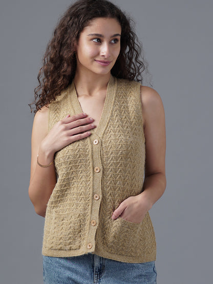 Virsa Textured V-Neck Knit Vest cardigan
