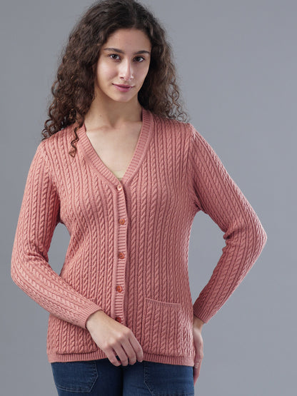 Virsa Classic V-Neck Cable Knit Cardigan
