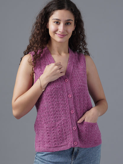 Virsa Textured V-Neck Knit Vest cardigan