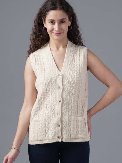 Virsa Timeless Cable Knit V-Neck Vest cardigan