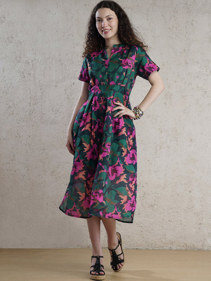 Parisian Meadow Floral Midi Dress