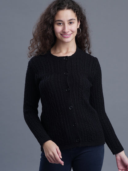  FrostFern Round-Neck Cardigan