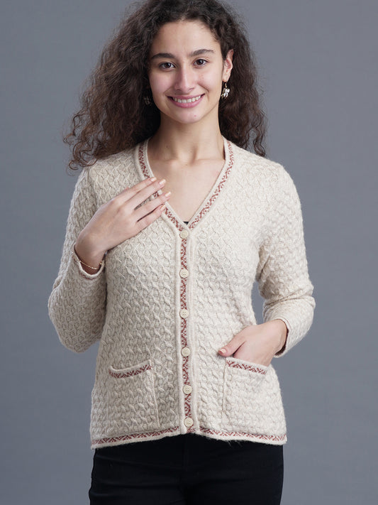 Half-Button closure V-Neck Cardigan