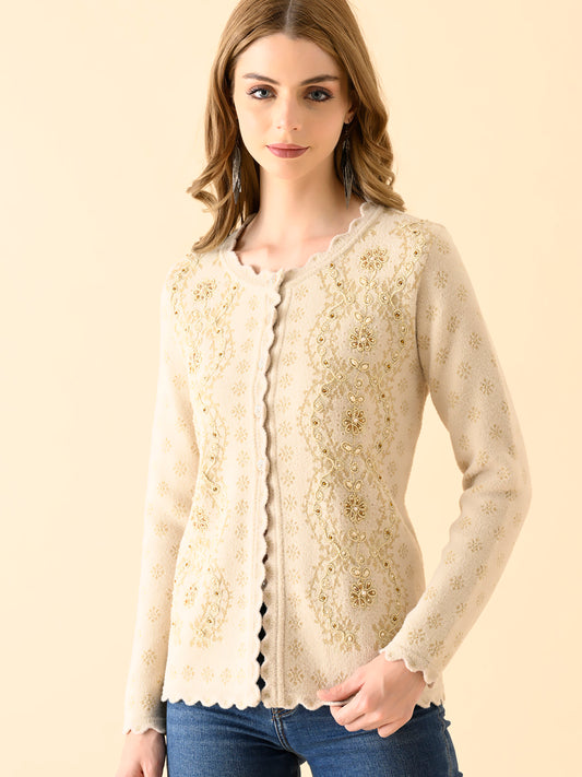 Delicate Lace-Inspired Knit Cardigan