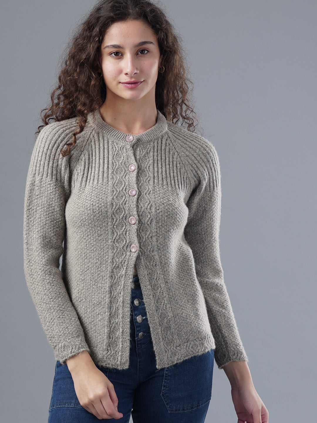Virsa Ribbed Detail Knit Cardigan