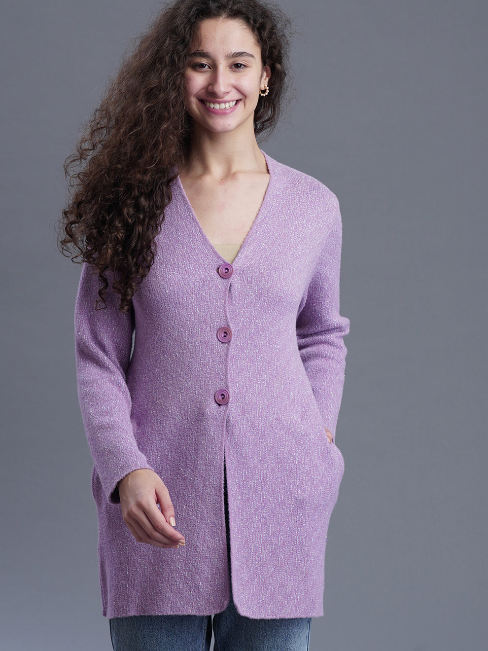 Virsa Plaid Longline Cardigan Coat