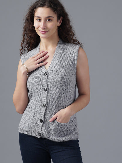 Virsa Classic V-Neck Knitted Vest Cardigan