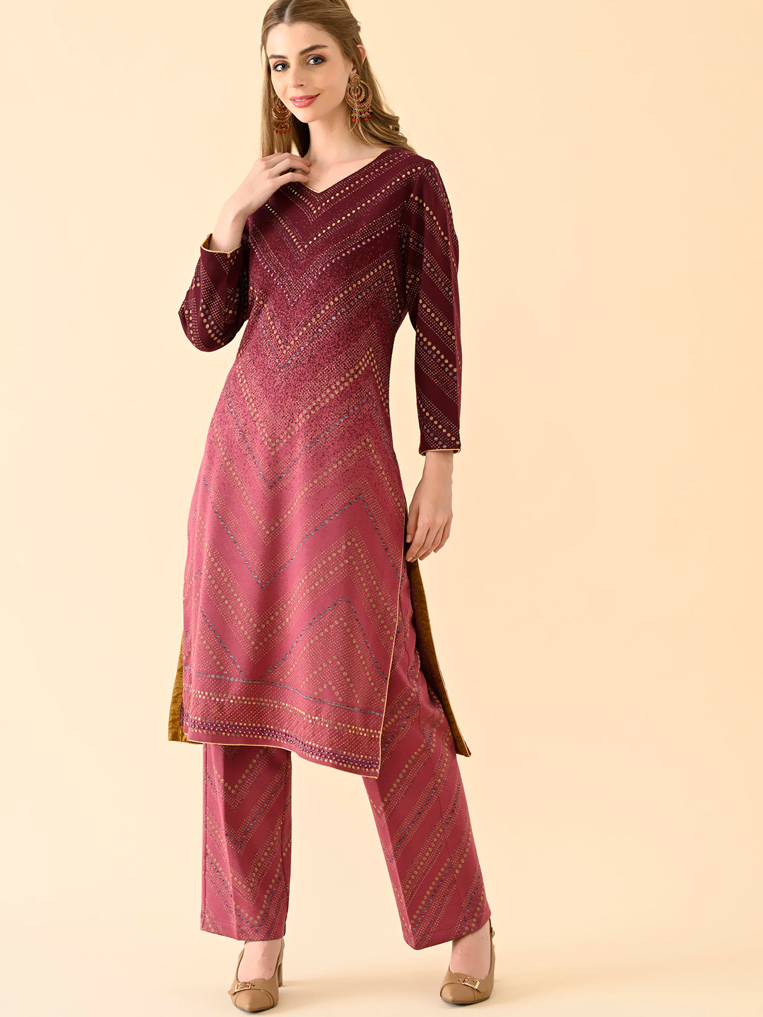 Chevron Pattern Kurta with Coordinated Pants