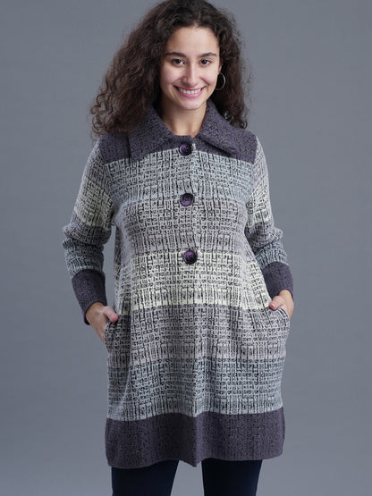 Jacquard Long Cardigan