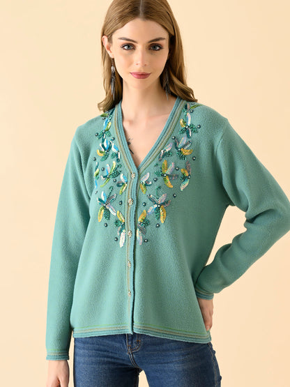 Winter Bloom Mock-Neck Sweater