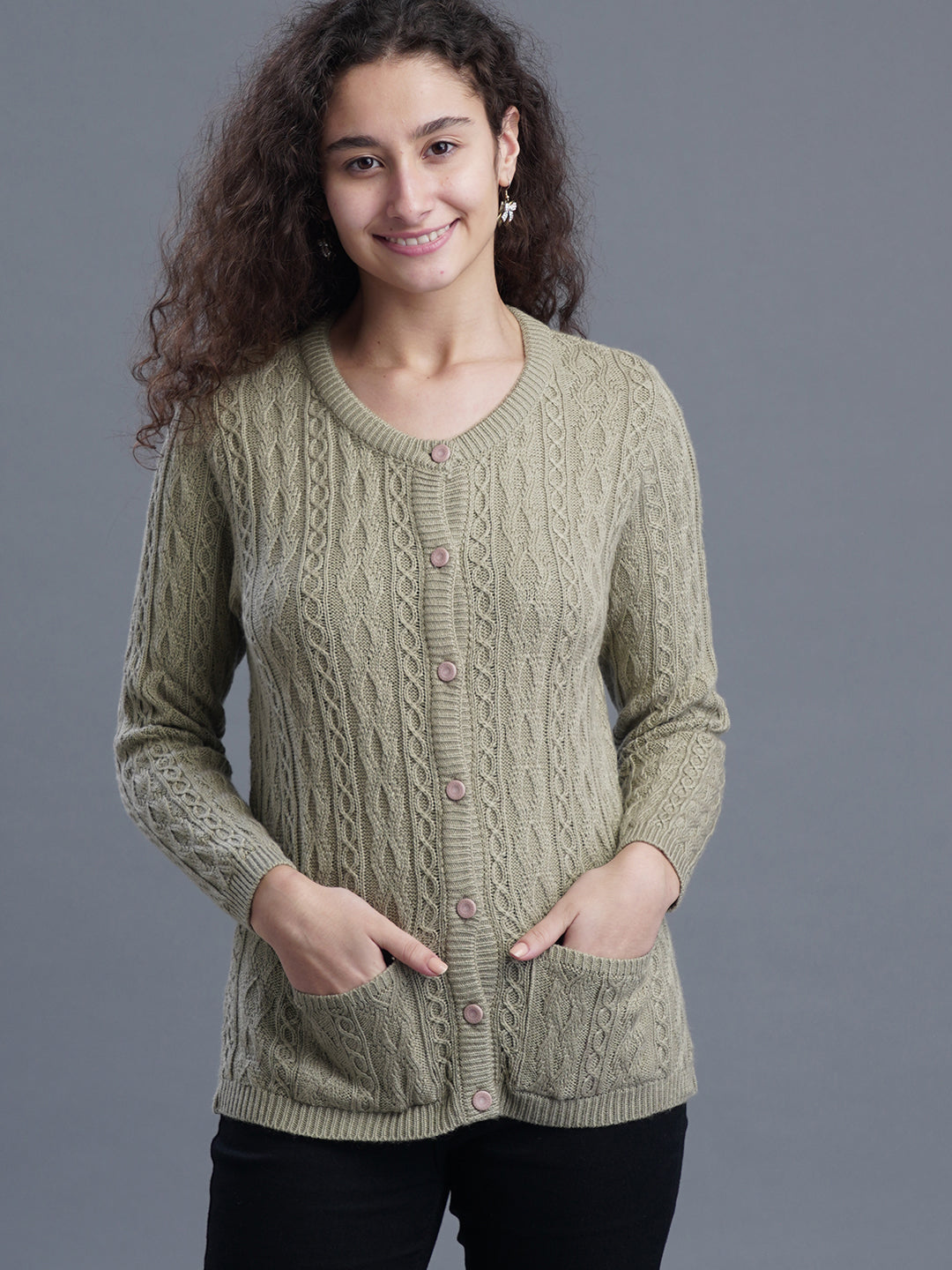  Misty Loop Round-Neck Cardigan