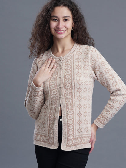 Premium Jacquard Cardigan – Round Neck