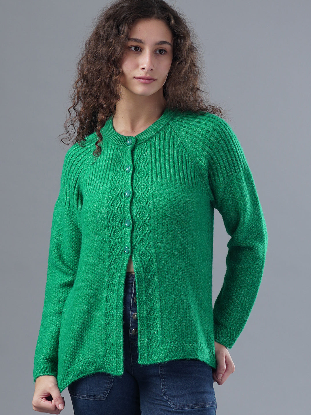 Virsa Ribbed Detail Knit Cardigan