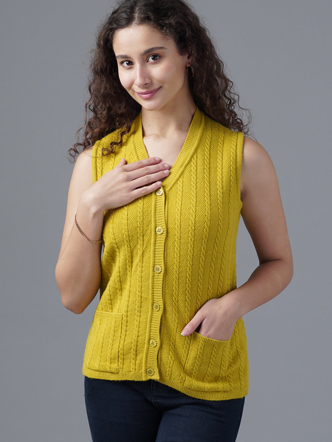 Virsa Shawl Collar Knit Vest cardigan