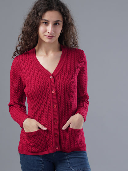 Virsa Classic V-Neck Cable Knit Cardigan