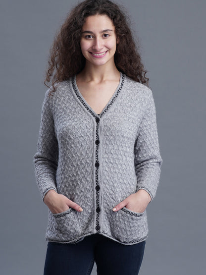 Half-Button closure V-Neck Cardigan