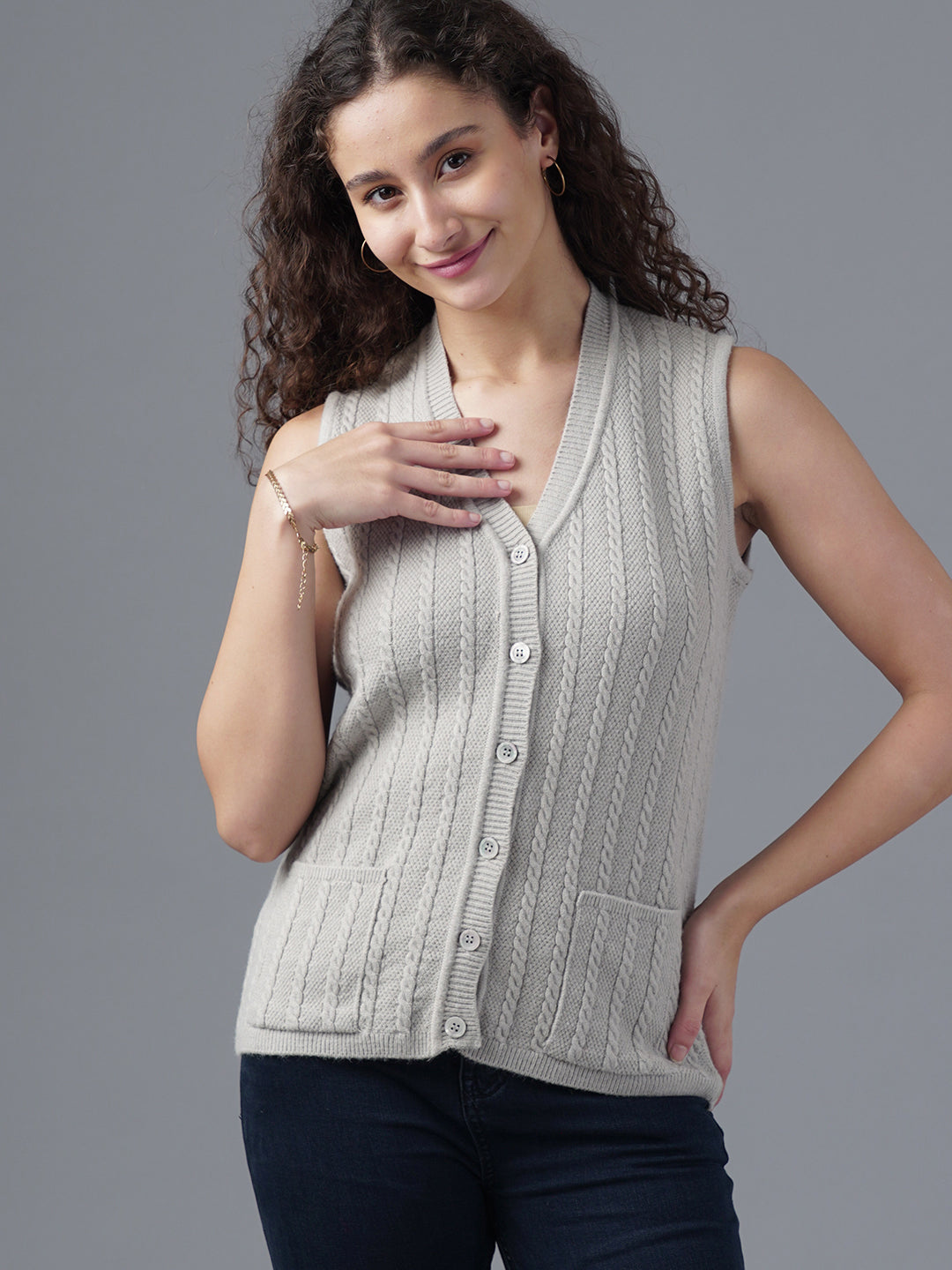 Virsa Shawl Collar Knit Vest cardigan