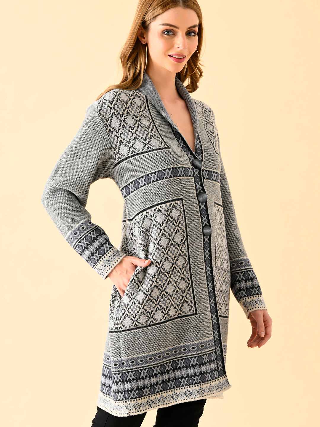 Geometric Pattern Long Knitwear