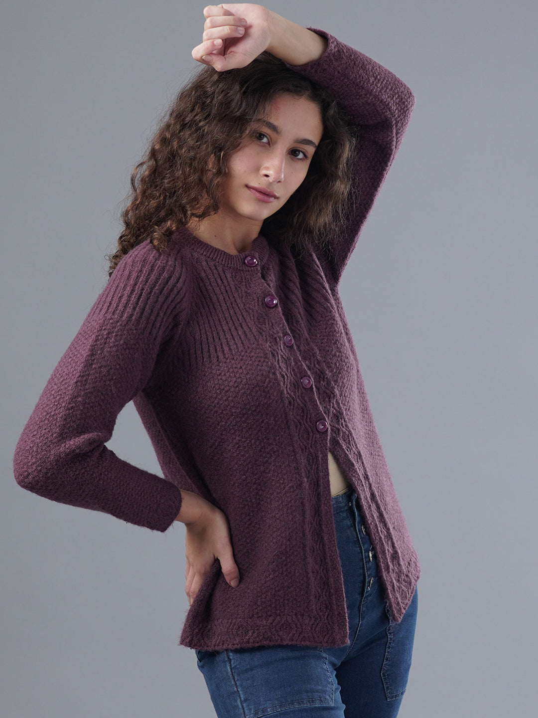 Virsa Ribbed Detail Knit Cardigan