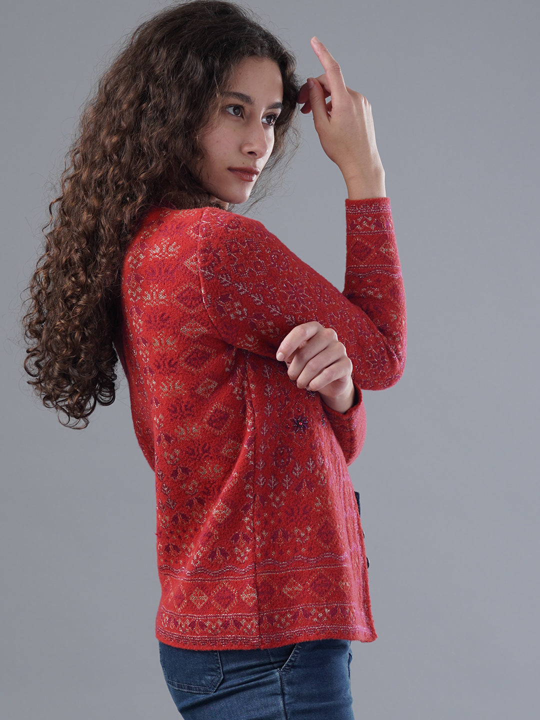 Virsa Embellished Round Neck Cardigan