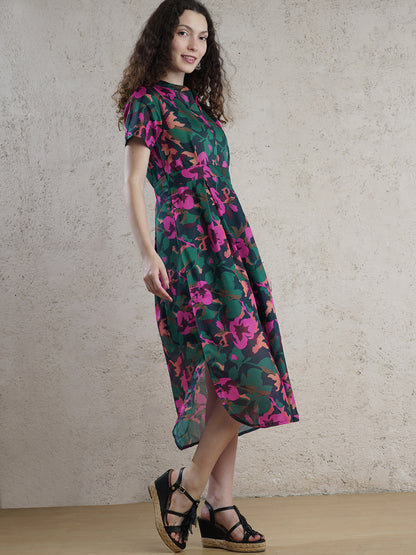 Parisian Meadow Floral Midi Dress