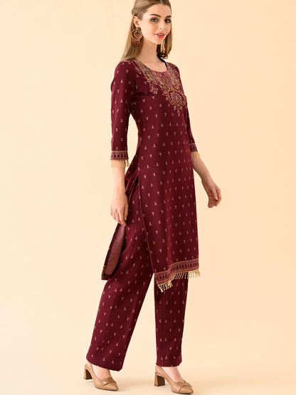 Ruby Bloom Embroidered Kurta Set
