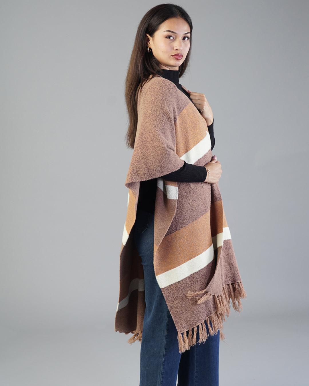 Marlowe Striped Poncho