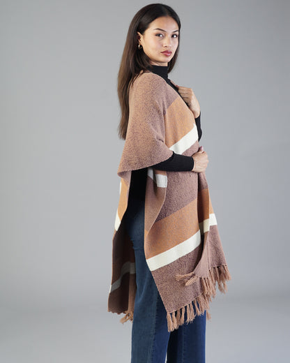 Marlowe Striped Poncho
