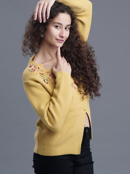  Velour Crest Jacquard Cardigan