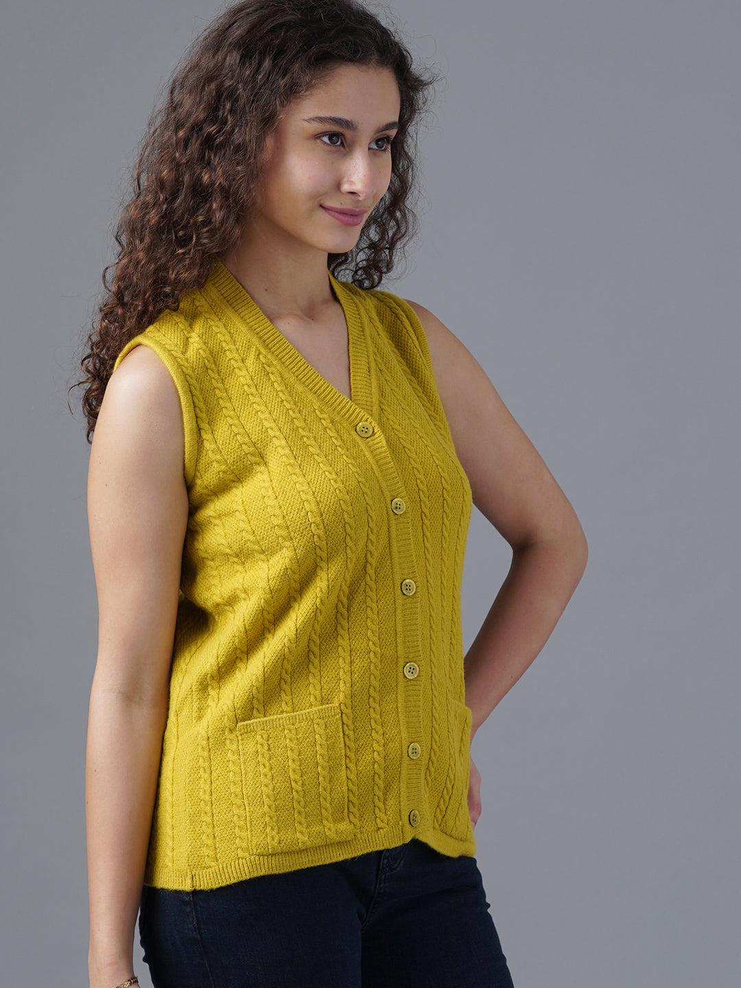 Virsa Shawl Collar Knit Vest cardigan