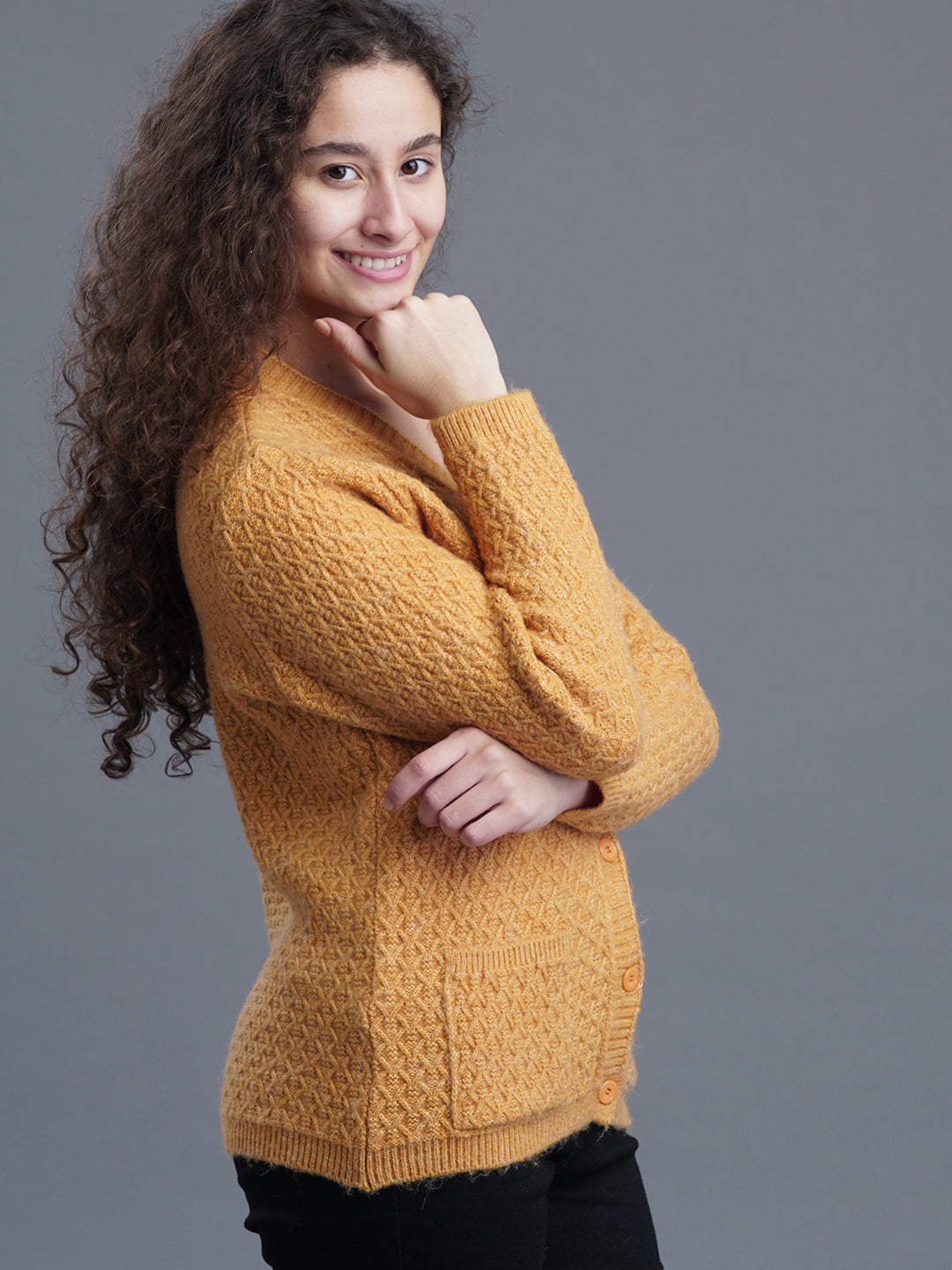 Golden Ember V-Neck CARDIGAN