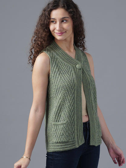 Virsa Chevron Knit Single-Button Vest
