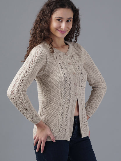 Virsa Textured Round Neck Cardigan