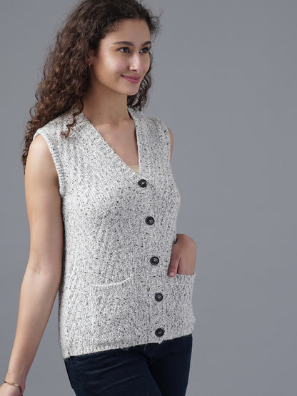 Virsa Classic V-Neck Knitted Vest Cardigan