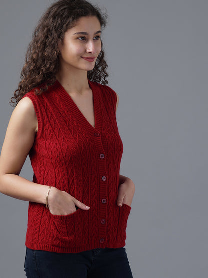Virsa Timeless Cable Knit V-Neck Vest cardigan