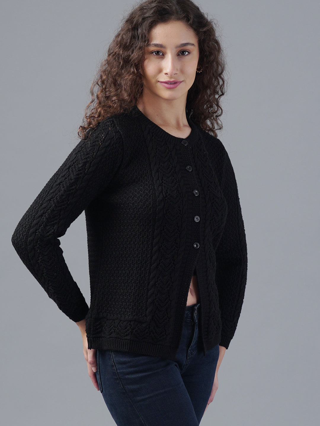 Virsa Textured Round Neck Cardigan