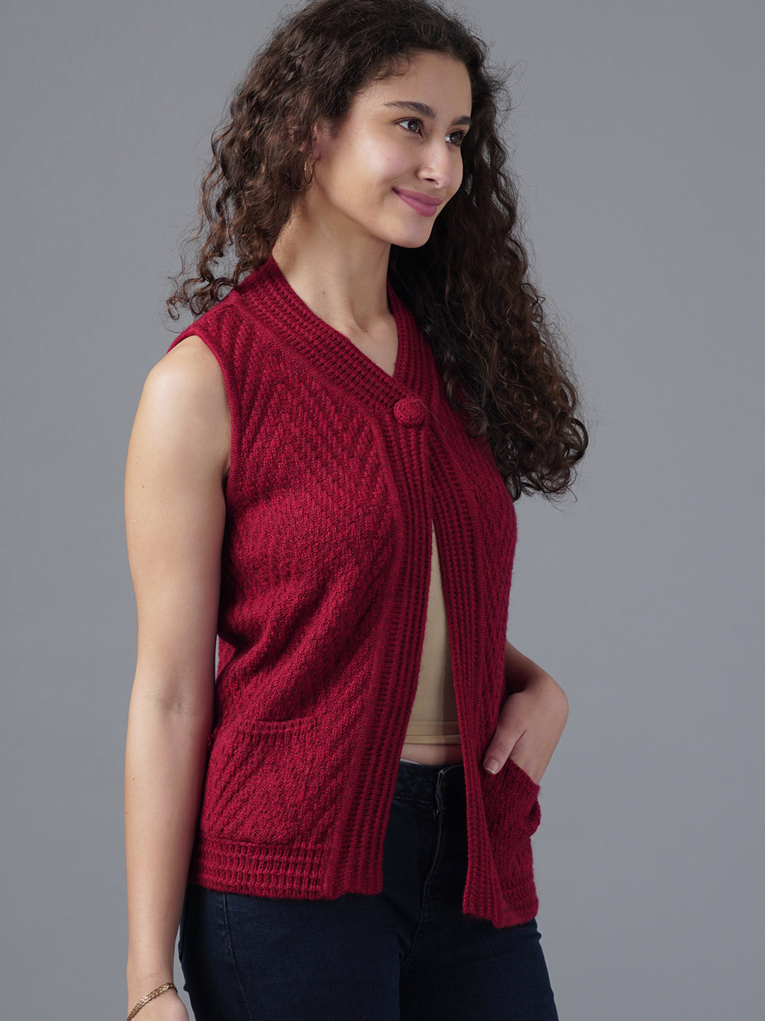 Virsa Chevron Knit Single-Button Vest