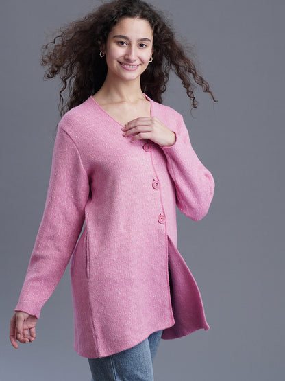  DriftWool Longline Jacquard Cardigan